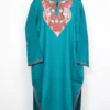 Oceanic Green Cashmilon Wool Pheran with Aari Embroidery
