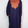 Indigo Blue Pheran Hidayah with Aari Embroidery in Cashmilon Wool