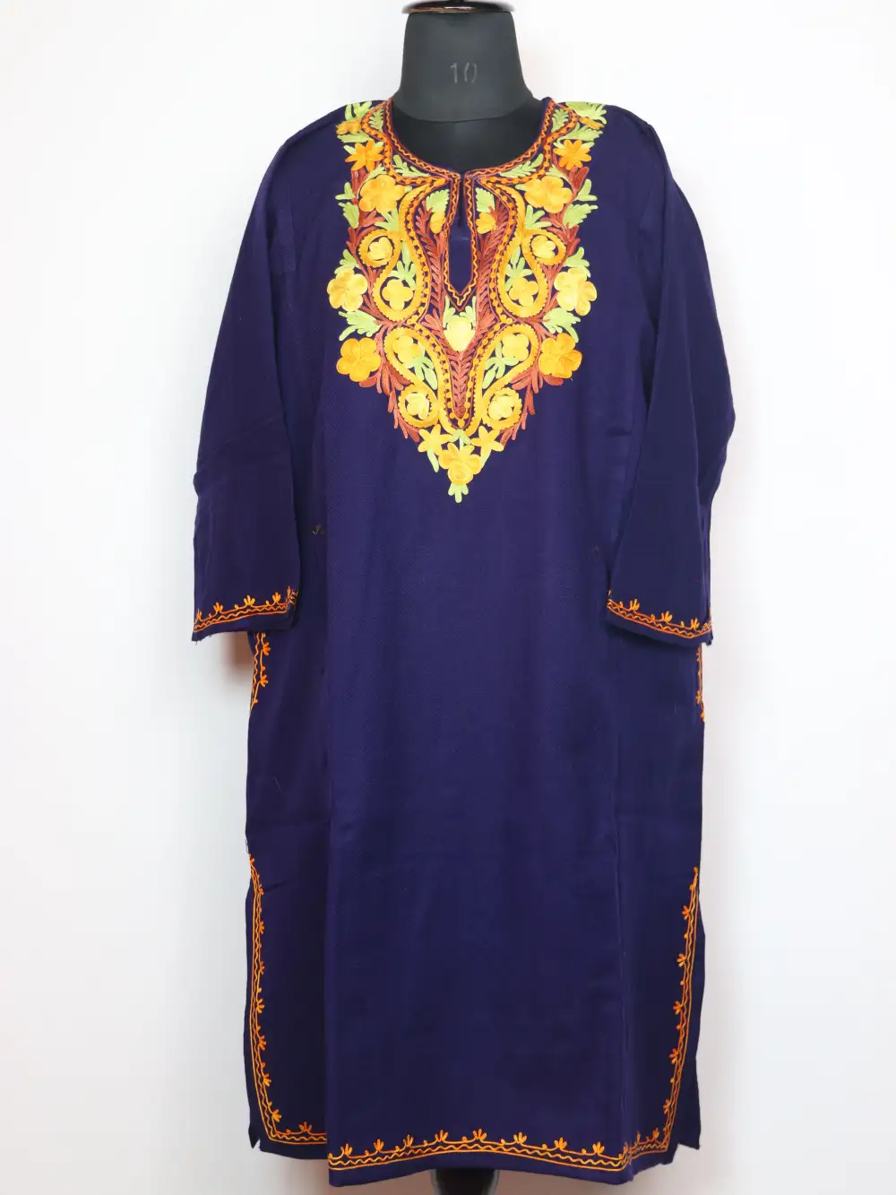 Mignight Blue Cashmilon Wool Pheran Haseen with Aari Embroidery