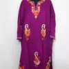 Cashmilon Wool Purple Pheran with Badamwari Booti Aari and Zari Embroidery