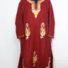 Badamwari Cashmilon Wool Maroon Pheran with Booti Aari and Zari Embroidery