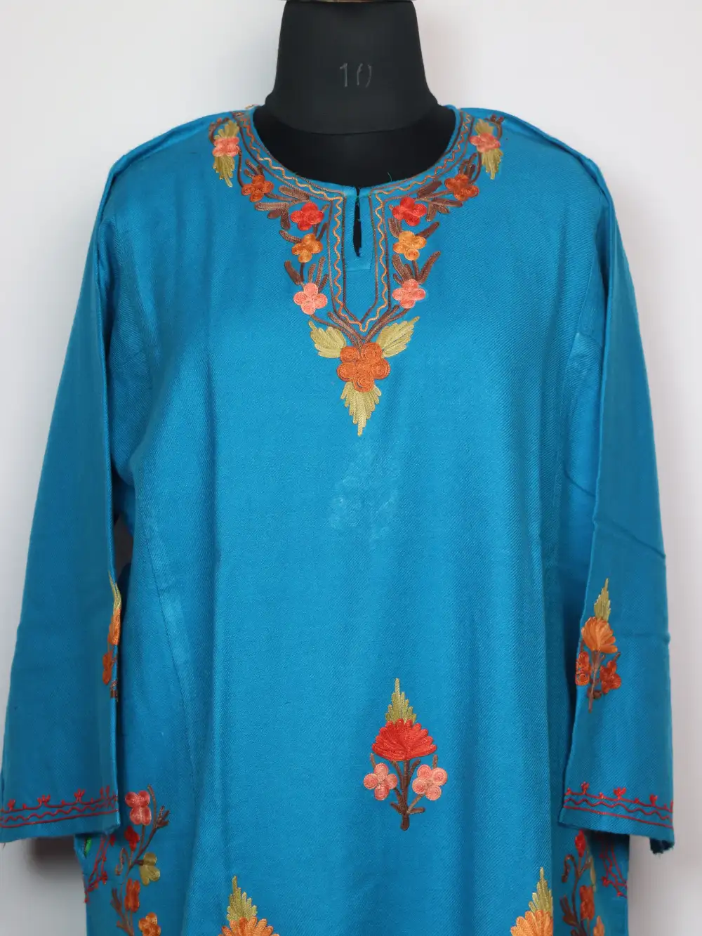 Ferozi Pheran Embroidered with Booti Aari in Cashmilon Wool Zoya - Image 2