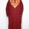 Cashmilon Wool Maroon Pheran Dress Numaish with Aari Embroidery