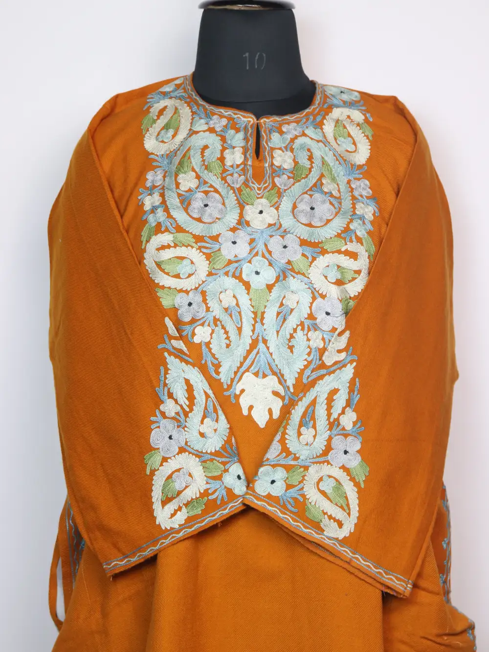 Wasiyat Mustard Cashmilon Wool Pheran with Sleeve Point Aari Embroidery - Image 2