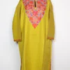 Mehndi Green Cashmilon Wool Pheran Dress with Ulfat Aari Embroidery