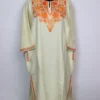 Cream Buchpora Pheran in Cashmilon Wool with Aari Embroidery