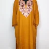 Mustard Pheran Embroidered with Aari in Cashmilon Wool Buchpora