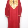 Cashmilon Wool Maroon Nighat Pheran with Aari Embroidery