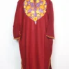 Afsana Cashmilon Wool Pheran Dress in Maroon with Aari Embroidery