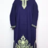 Dark Blue Pheran in Cashmilon Wool with Aari Work Zameer