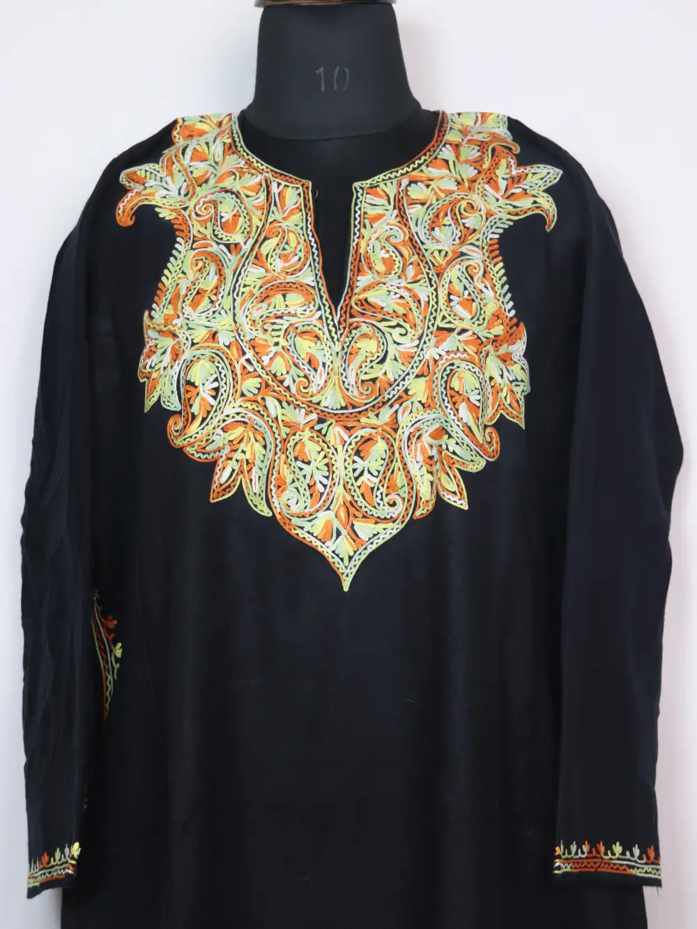 Black Pheran in Fikr Cashmilon Wool with Aari Embroidery - Image 2