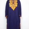 Cashmilon Wool Dark Blue Naram Pheran with Aari Embroidery