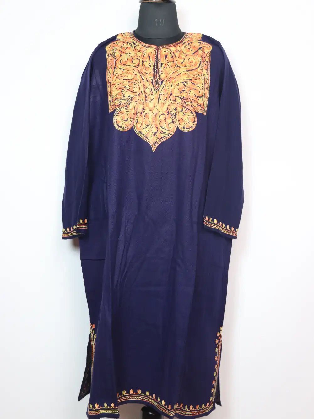 Black Waqar Cashmilon Wool Black Pheran with Aari Embroidery Bechaini