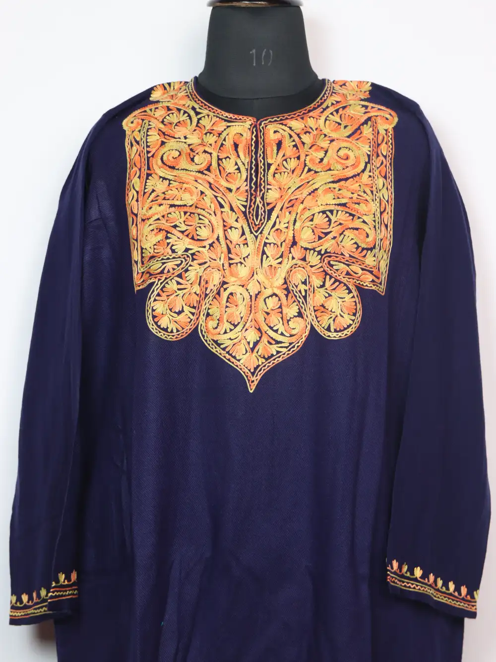 Waqar Cashmilon Wool Dark Blue Pheran with Aari Embroidery Neha - Image 2