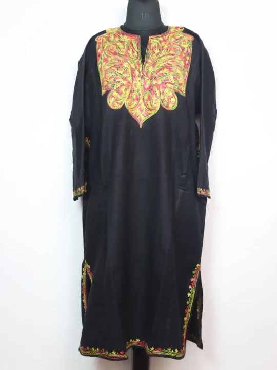Waqar Black Cashmilon Wool Black Pheran with Aari Embroidery