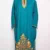 Nidah Rama Green Kashmiri Pheran in Cashmilon Wool with Aari Work