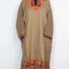 Woolen Beige Loose Pheran Gulmarg with Aari Work in Cashmilon