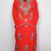 Bright Red Pheran Gurez Embroidered Booti with Aari in Cashmilon Wool