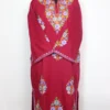 Magenta Woolen Pheran Gurez in Cashmilon with Booti Aari Work