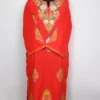 Woolen Pheran Bright Red Gurez in Cashmilon with Booti Aari Embroidery