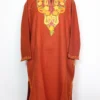 Wafa Rustic Orange Pheran with Aari Embroidery in Cashmilon Wool