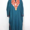 Teal Blue Pheran Naima in Cashmilon Wool with Aari Work