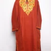 Liana Rustic Orange Pheran Embroidered with Aari in Cashmilon Wool