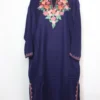 Mansbal Dark Blue Pheran in Cashmilon Wool with Aari Embroidery
