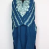 Loose Teal Blue Pheran Jalila in Cashmilon Wool with Sleeve Aari Embroidery