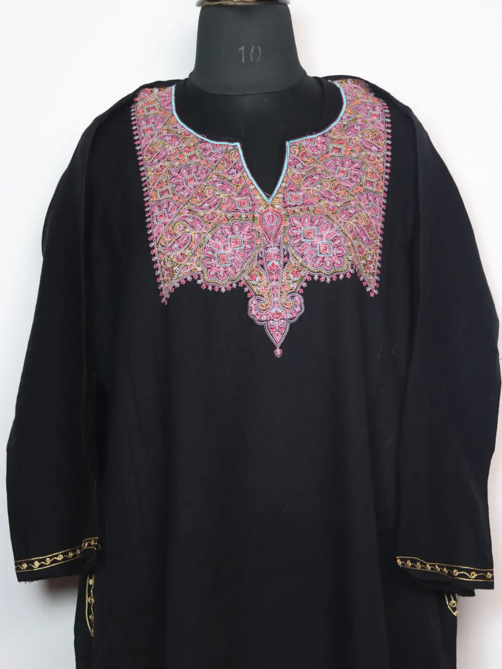 Cashmilon Wool Black Dachigam Pheran with Sozni Embroidery - Image 2