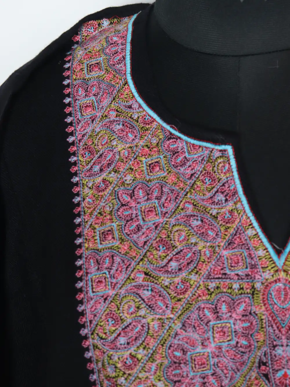 Cashmilon Wool Black Dachigam Pheran with Sozni Embroidery - Image 3