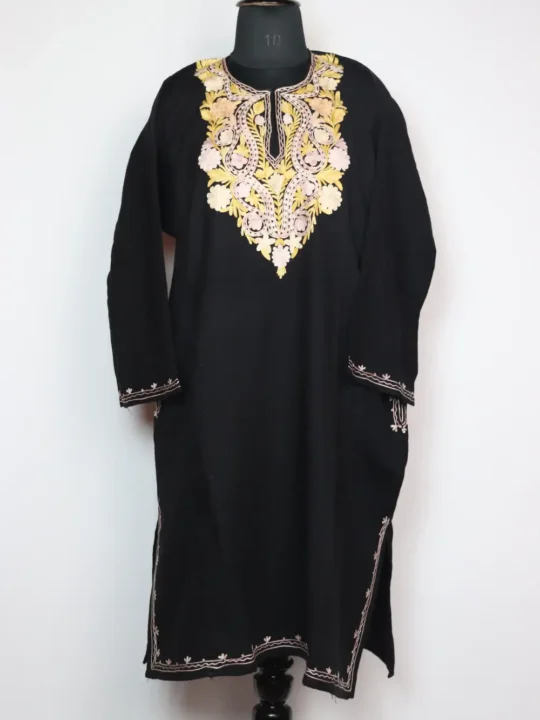 Black Embroidered Pheran Jashn-e-Rekhta with Aari in Cashmilon Wool