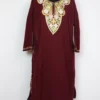 Wine Pheran in Cashmilon Wool with Aari Work Jashn-e-Rekhta