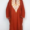 Woolen Rustic Orange Pheran Jashn-e-Rekhta with Aari Work in Cashmilon
