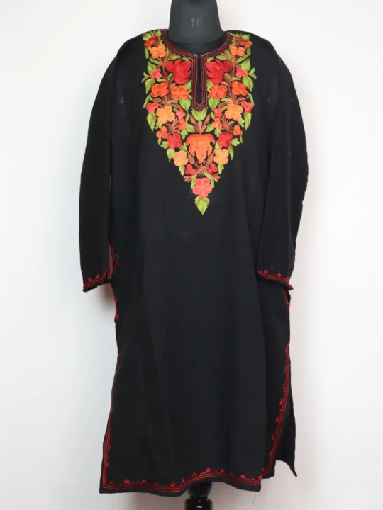Embroidered Black Pheran Jashn-e-Rekhta with Aari in Cashmilon Wool