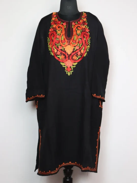 Black Pheran with Aari Work in Cashmilon Wool Jashn-e-Rekhta
