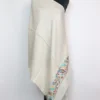 Haiqa White Fine Wool Stole in Kani Work Palla for Women
