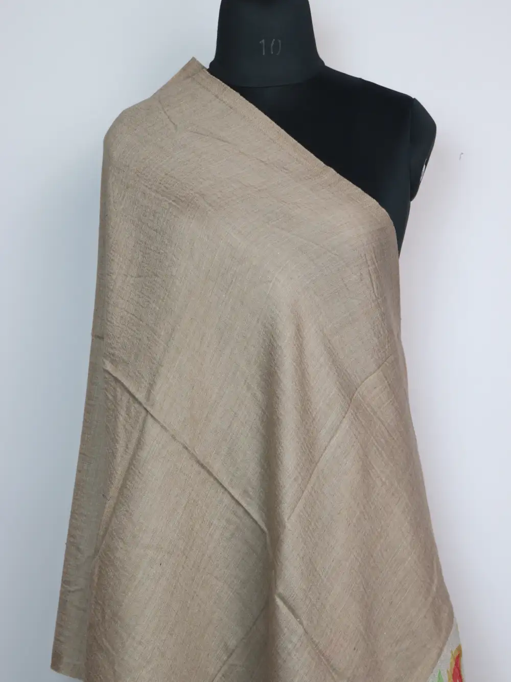 Beige Fine Wool Stole in Kani Work Palla for Women Saima - Image 2