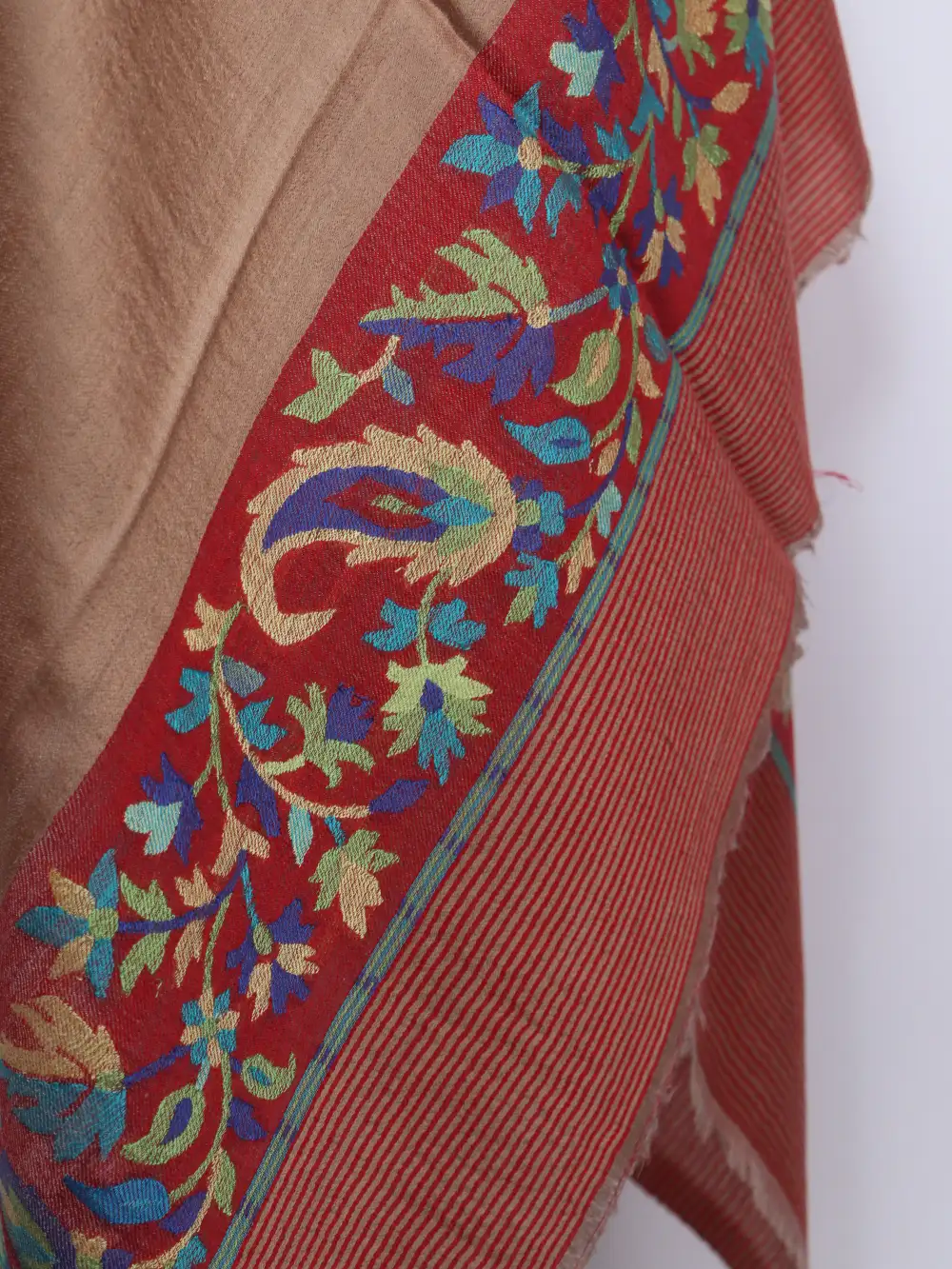 Brown Fine Wool Stole in Kani Work Palla for Women Haya - Image 3