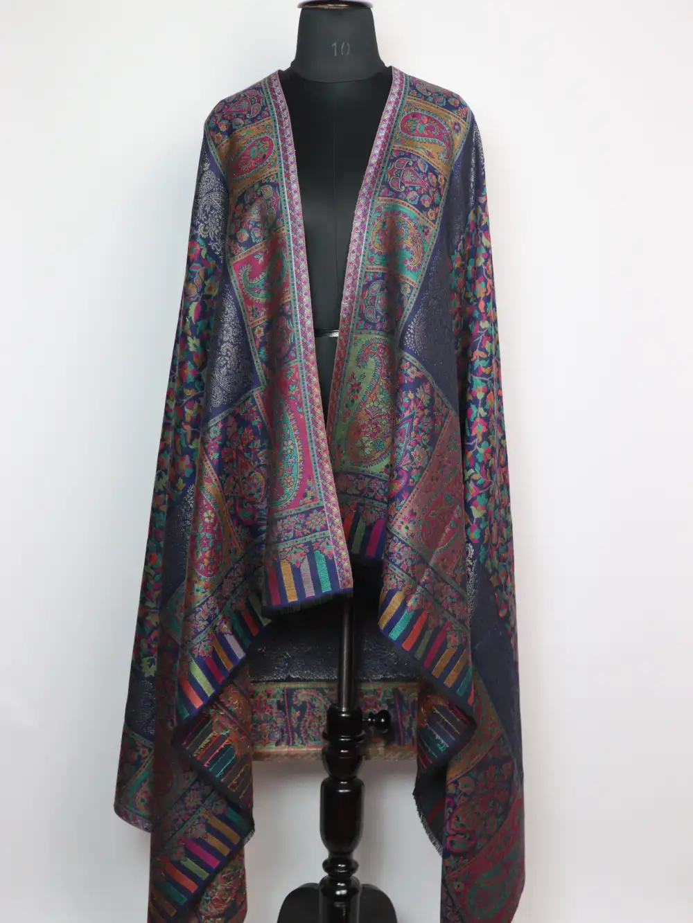 Blue Kani Silk Shawl Nazakat With Weaving