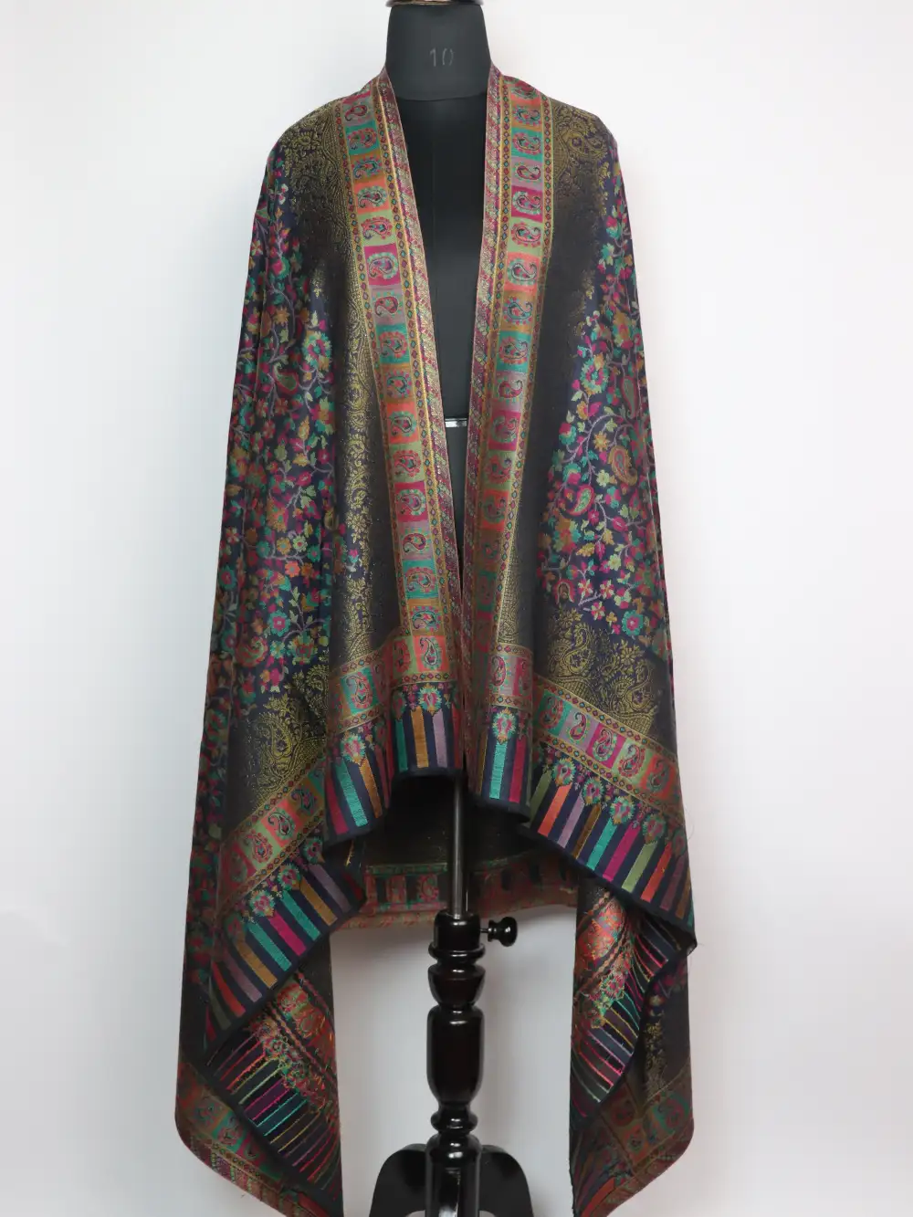 Nazneen Black Kani Silk Shawl With Weaving