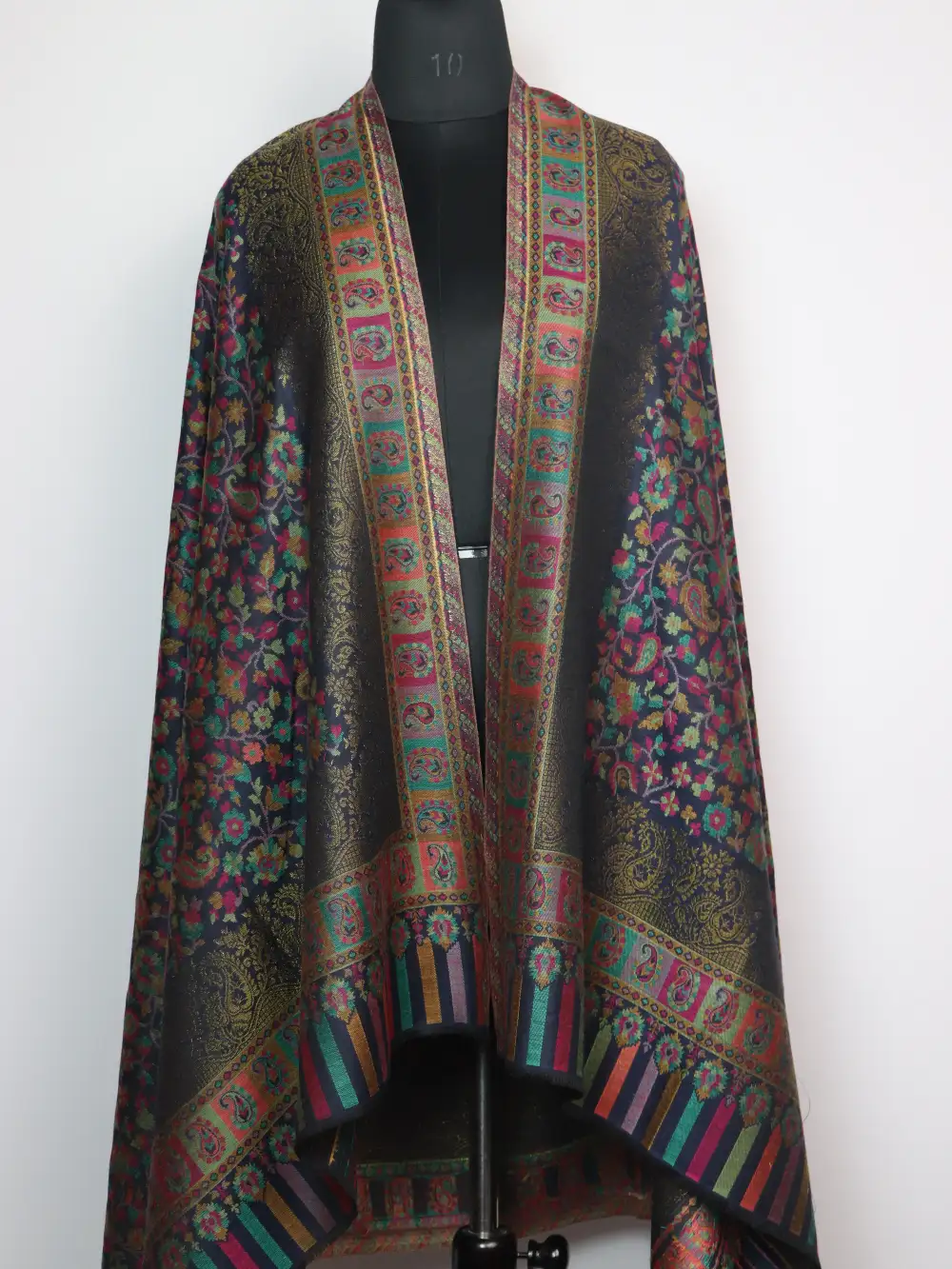 Nazneen Black Kani Silk Shawl With Weaving - Image 2