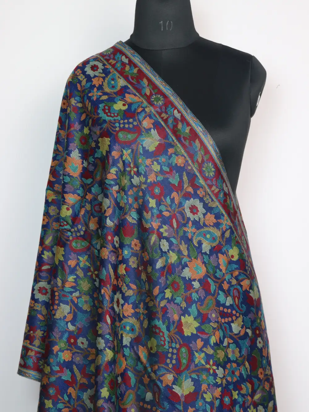 Woolen Blue Stole Amina in Kani Weaving for Women - Image 2