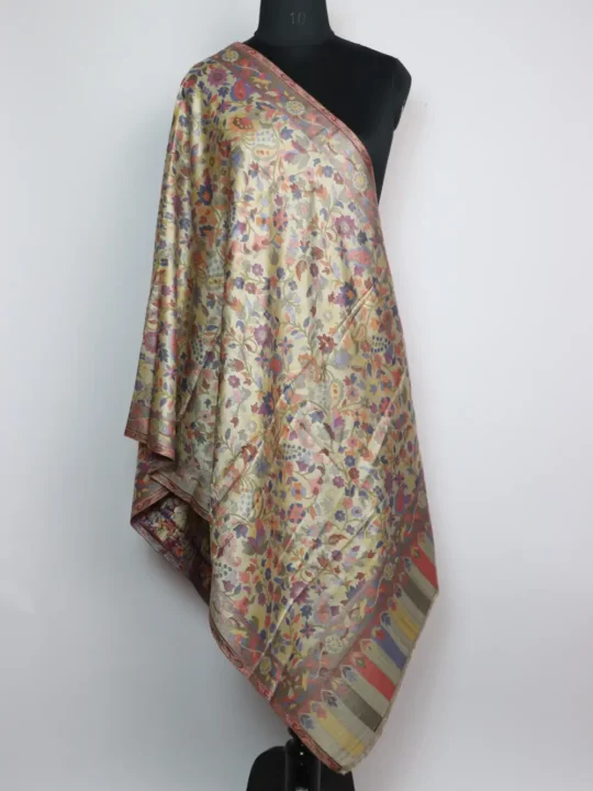 Woolen Multi Color Stole in Kani Weaving for Women Heba