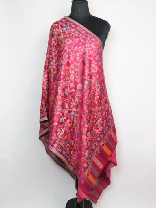 Woolen Pink Stole in Kani Weaving Naima for Women