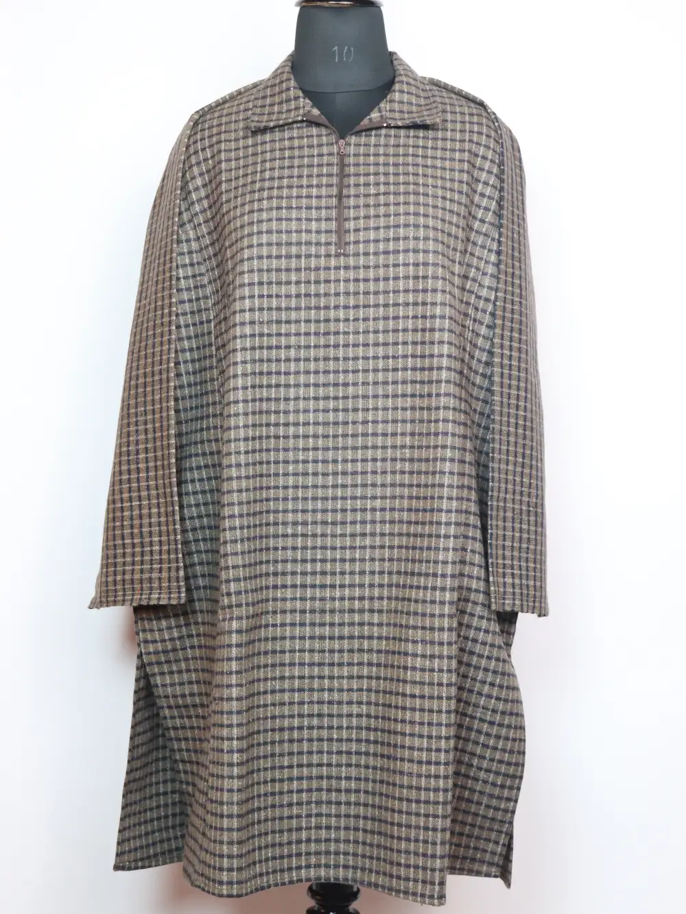 Brown Kashmiri Check Box Tweed Pheran for Boys