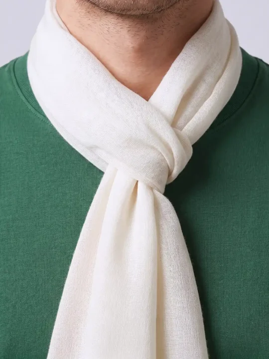 Kashmiri Wool White Muffler for both Men and Women