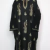 Urwa Woolen Black Pheran with Hand Sozni Work in Raffal