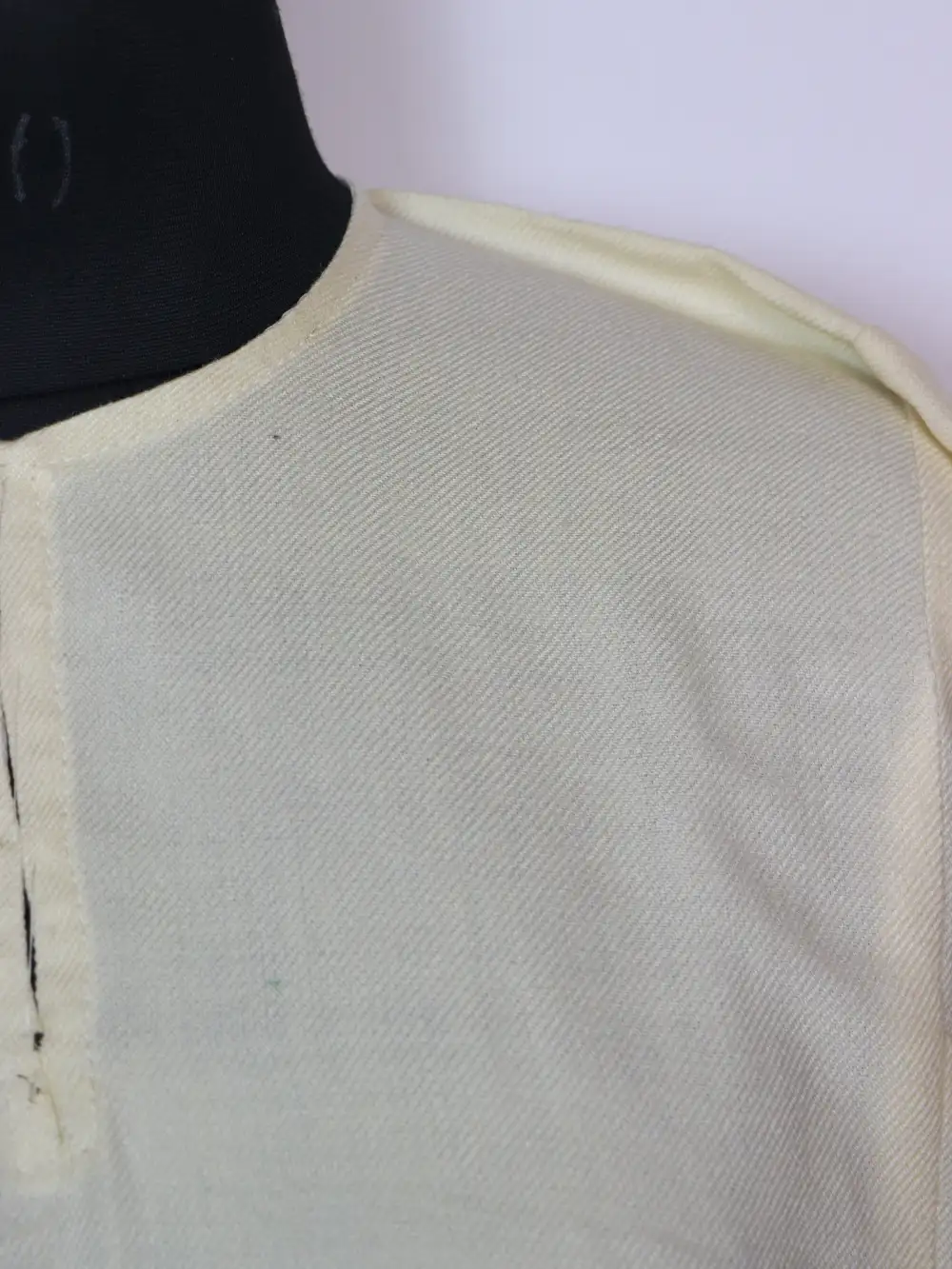 White Kashmiri Plain 2pc Pheran Set in Cashmilon Wool - Image 3