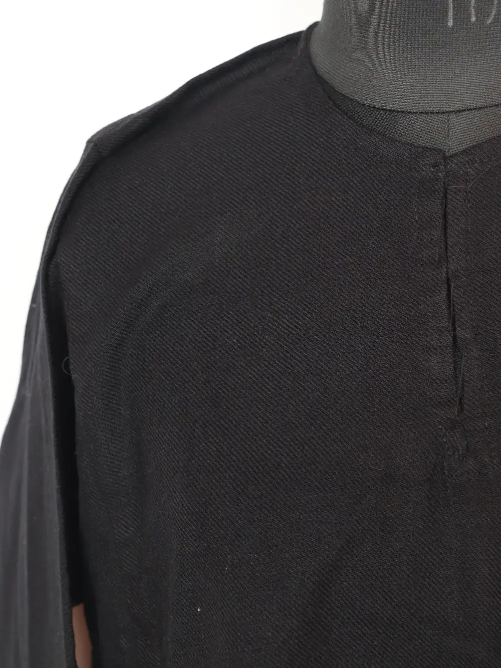 Black Kashmiri Plain 2pc Pheran Set in Cashmilon Wool Sukoon - Image 3